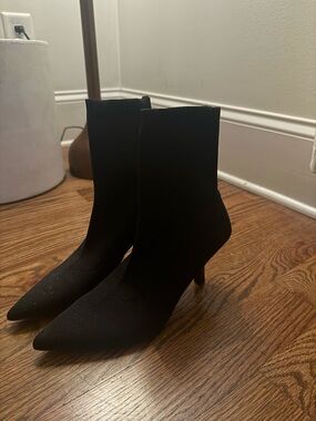 ASOS Black Pointed Sock Ankle Booties